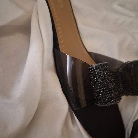 ZARA Black Bow Slide Flats – Rhinestone Bow – Size 37 - Picture 6 of 6